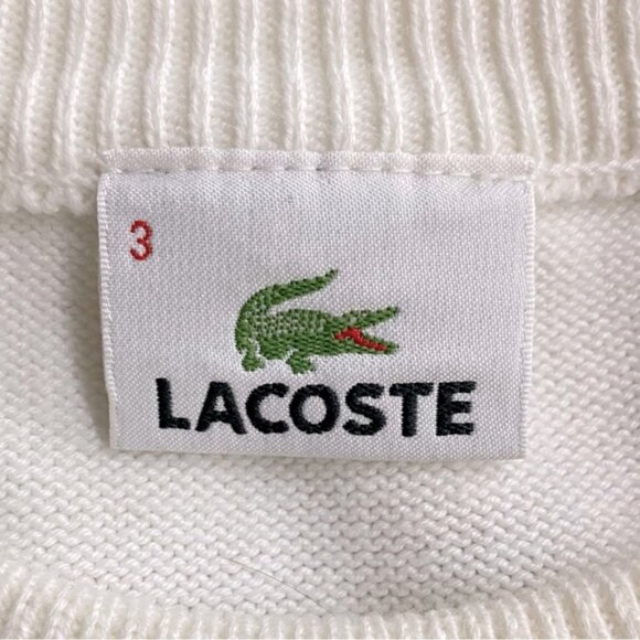 Lacoste White with Red and Blue Stripes Crewneck Sweater M - Picture 4 of 16